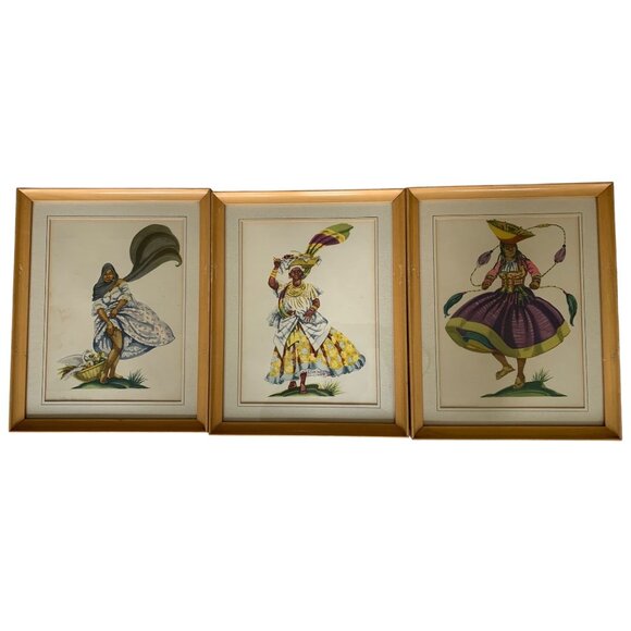 Vintage Ada Peacock Framed Prints Peru Paraguay Latin Set of 3 15" x 12" 8454 - Picture 1 of 8